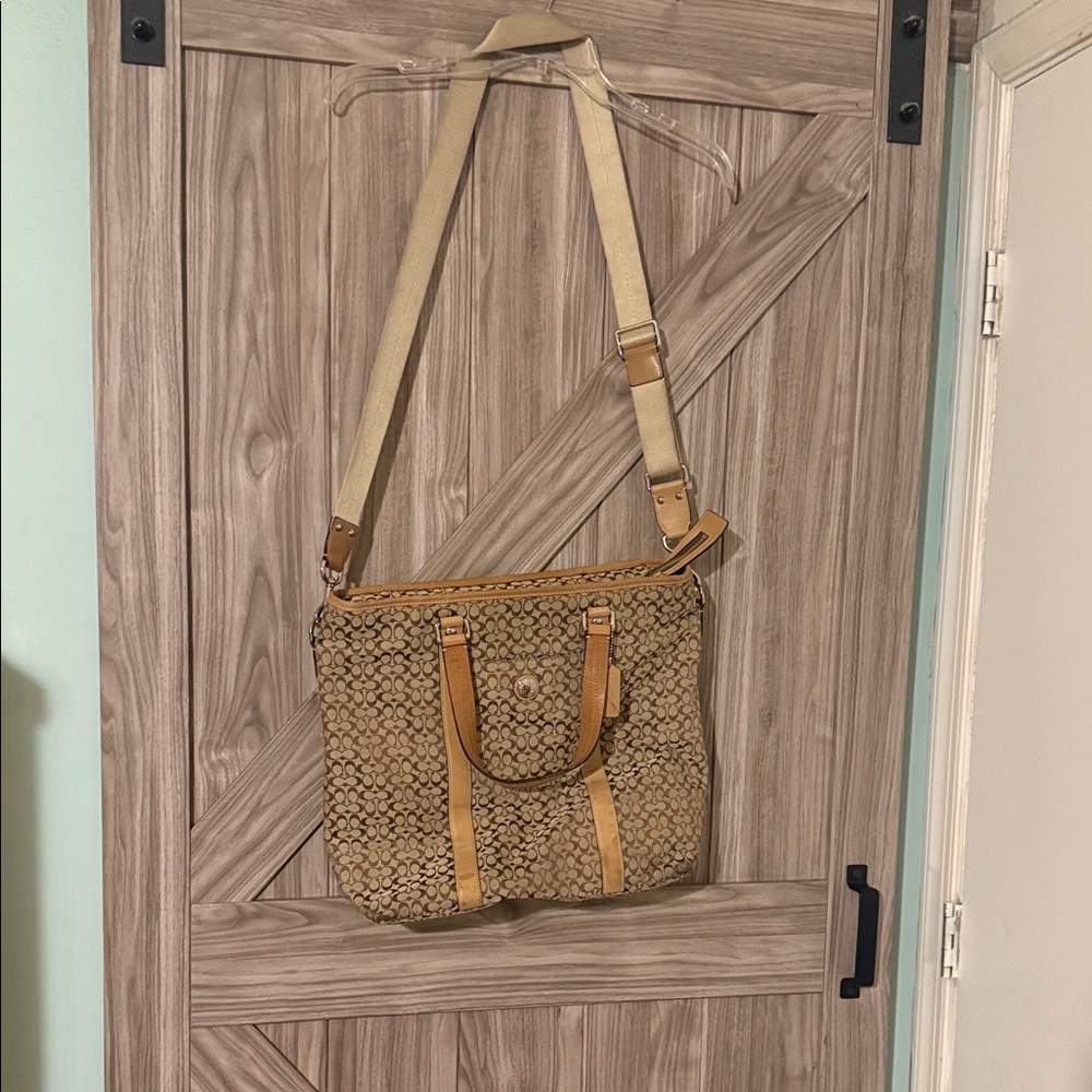 Coach Tan and Brown Shoulder Bag